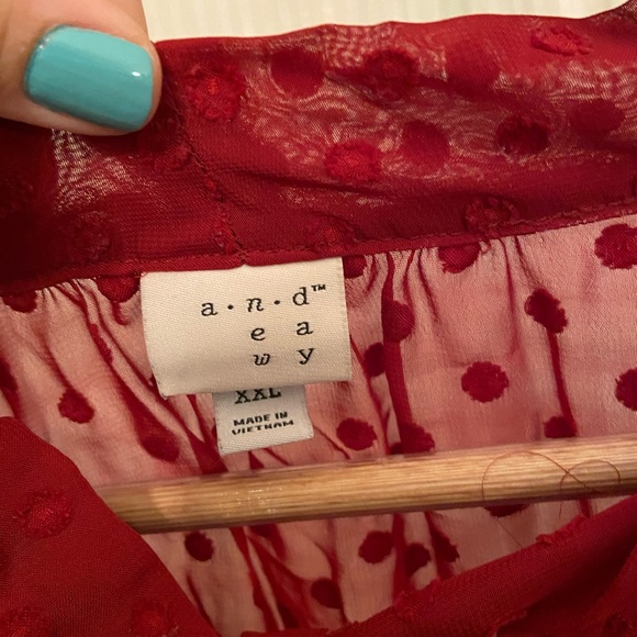 Dark red sheer dress with balloon sleeves - Picture 4 of 4